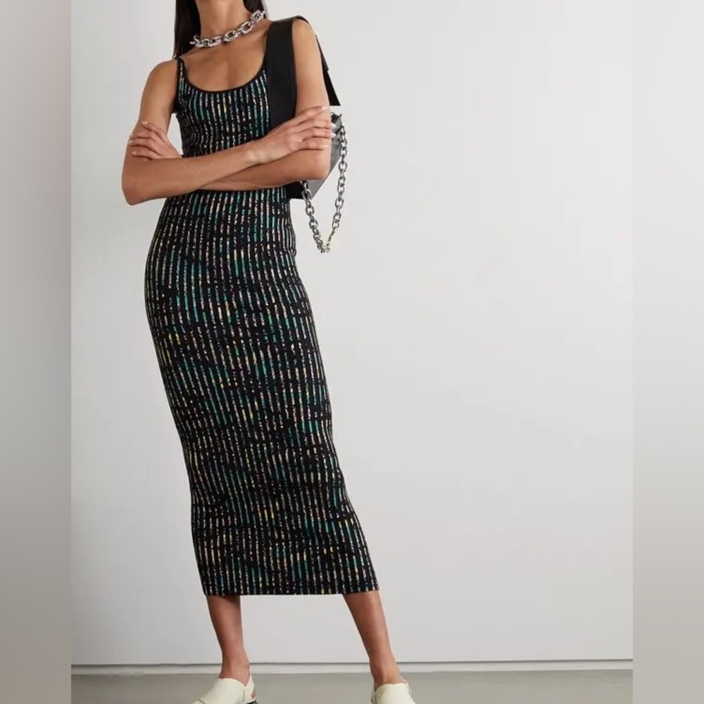 Paco Rabanne Ribbed-Knit Wool Midi Dress - Picture 2 of 8
